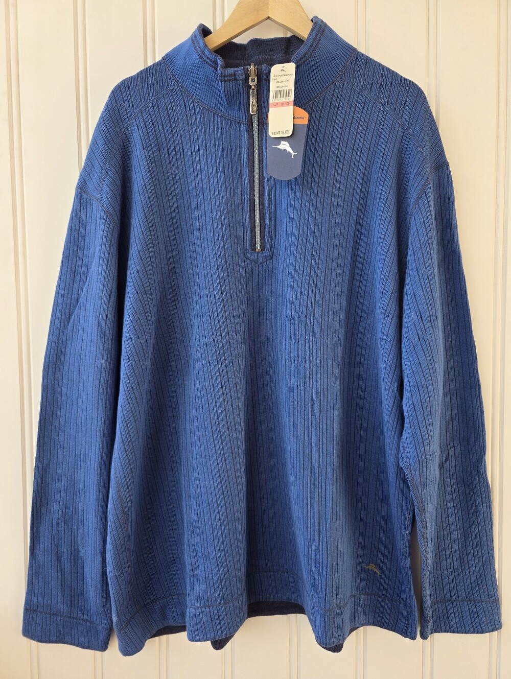 Tommy Bahama Double Dip Half Zip Reversible Ribbed Blue Beach Bum Sweater 3XL